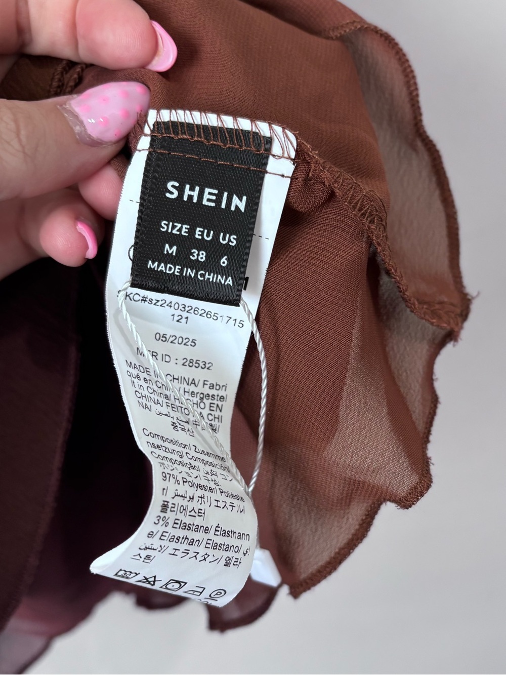 ✨3/$30✨ SHEIN Layered Ruffle Bow Cami Top | Chocolate Brown | Size M - Picture 3 of 3